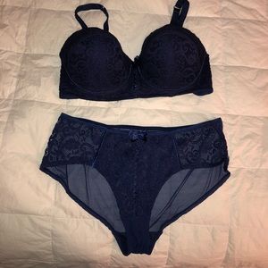 Adore Me navy bra and panty set